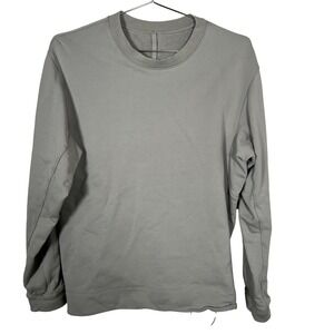 Lululemon Mens Gray Crewneck Sweatshirt Back Pocket Cinch Hem Casual Gym Large